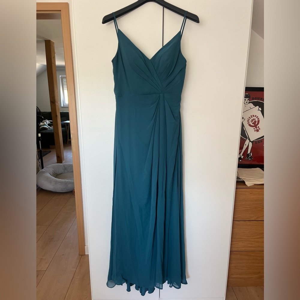 Mori Lee Teal Maxi Dress